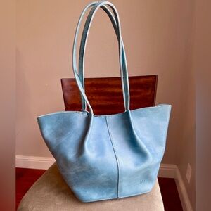 Portland Leather Goods Large Devan Tote Shoulder Bag In Aqua Blue